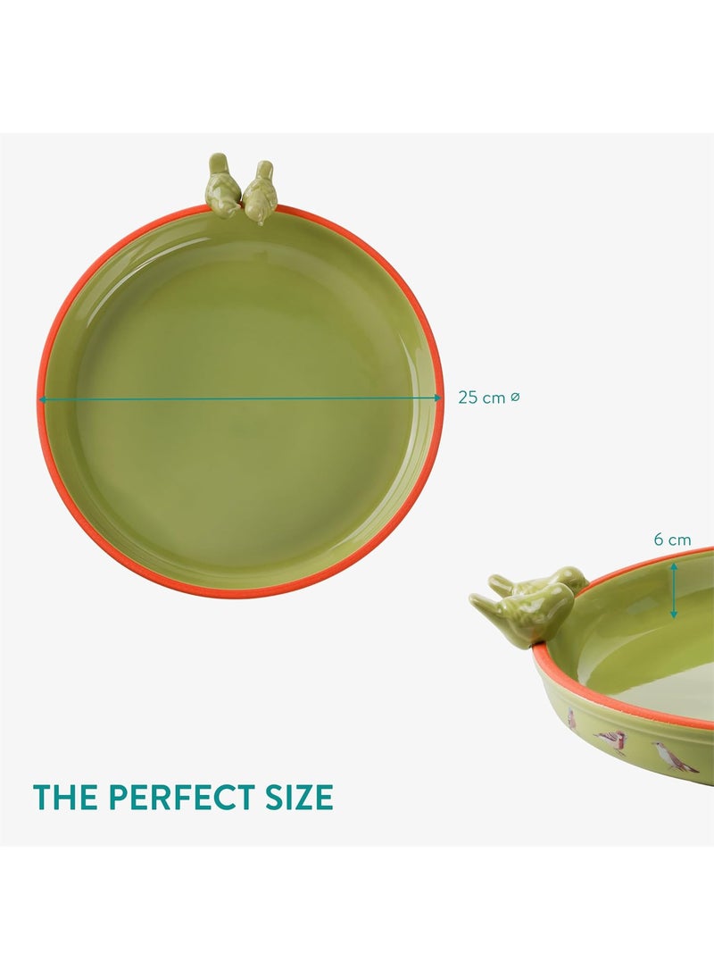 Navaris Navaris Outdoor Ceramic Bird Bath Bowl  Frost Resistant with Spacious 25cm 98 Diameter  Attractive Bird Bath for Garden with Elegant Bird Print Design  - Image 4
