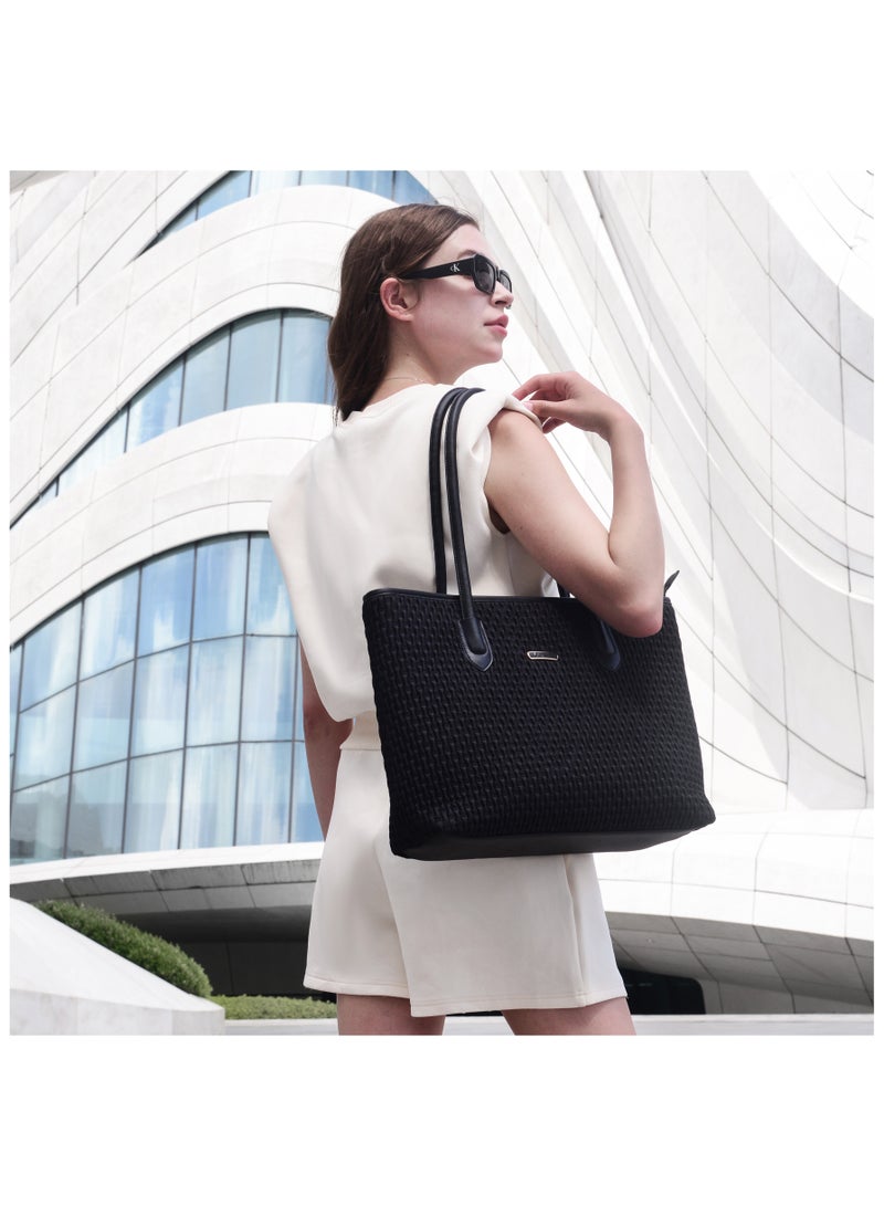 Chantria Premium Lightweight Tote Bag for Women Water Resistant Multifunctional Hand Bag with Separate Laptop and Tablet Compartment, CB00800-Black - Image 4