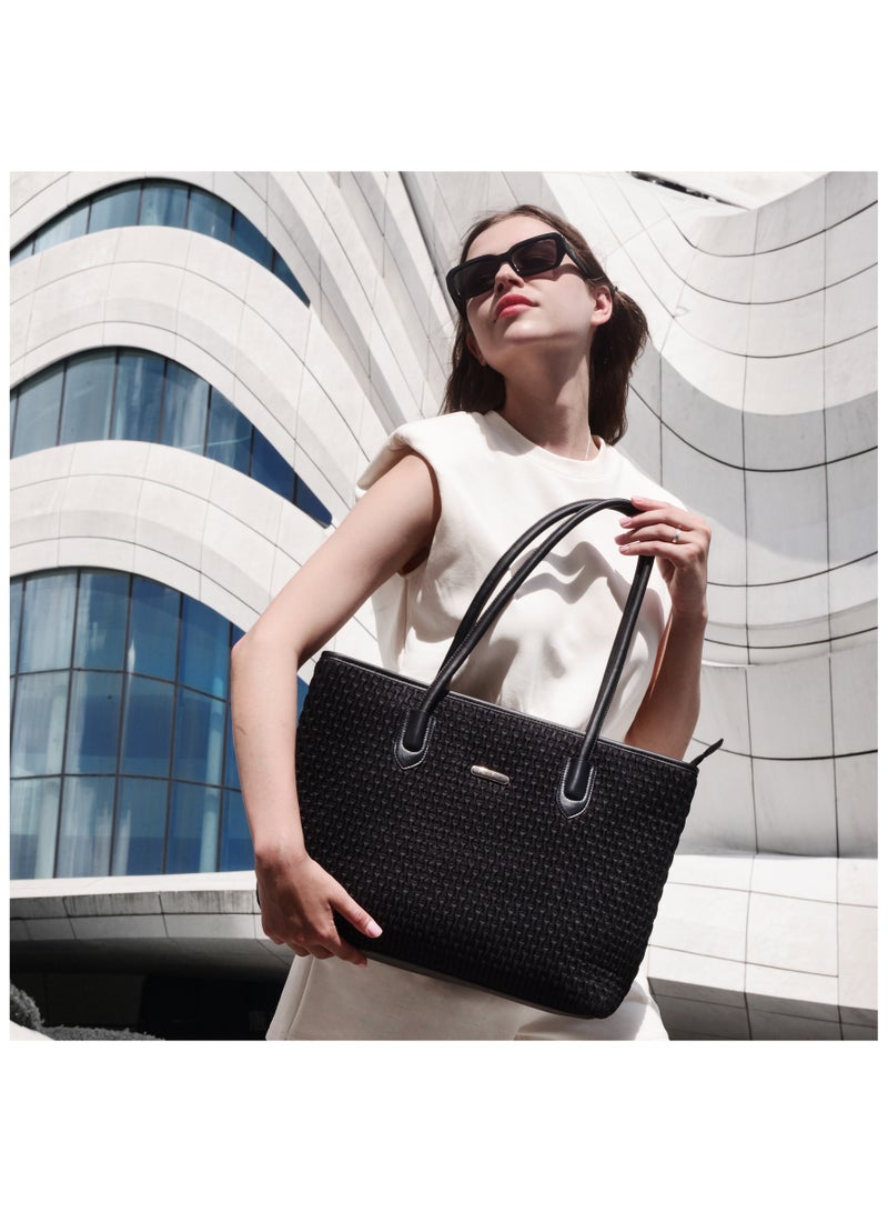 Chantria Premium Lightweight Tote Bag for Women Water Resistant Multifunctional Hand Bag with Separate Laptop and Tablet Compartment, CB00800-Black - Image 5