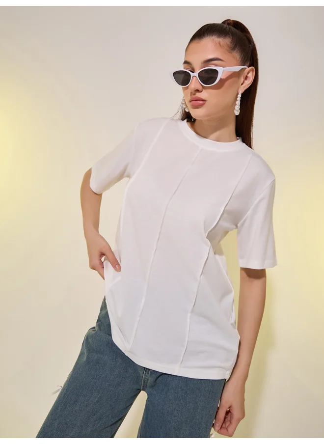 Take Two Take Two Seam Detail Round Neck Regular Fit T-Shirt