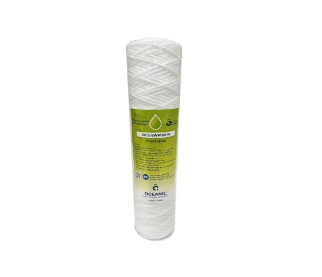 Oceanic 10 Inch Cotton Water Filter Cartridge 10 Micron Sediment Filter White