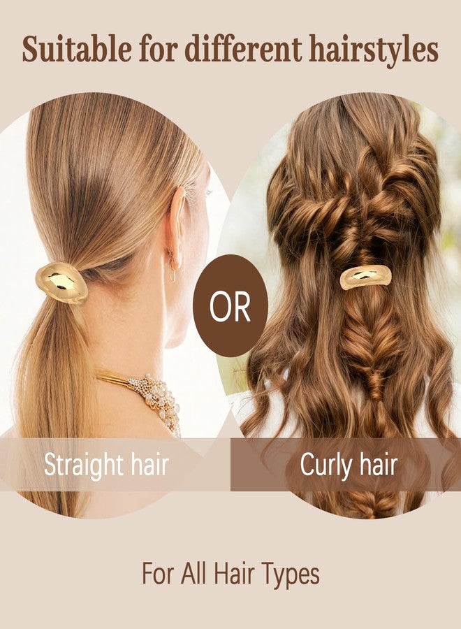 KIUEZIR 6PCS Metal Hair Tie Set - Gold & Rhinestone Hair Accessories for Women, Stylish Hair Ties for Ponytails/Braids - Image 4