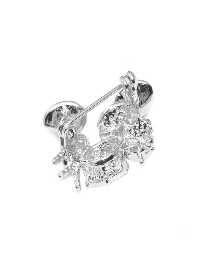 سبيننج دايزي بروش دبوس على شكل طبلة كريستالية صغيرة من سبينينج ديزي (فضي) - Image 2