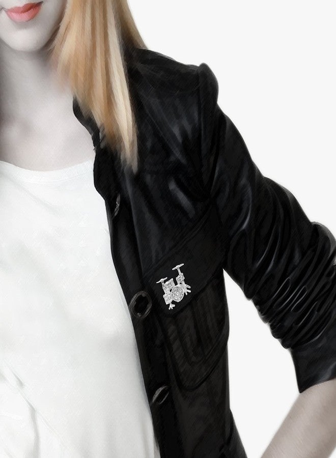 سبيننج دايزي بروش دبوس على شكل طبلة كريستالية صغيرة من سبينينج ديزي (فضي) - Image 5