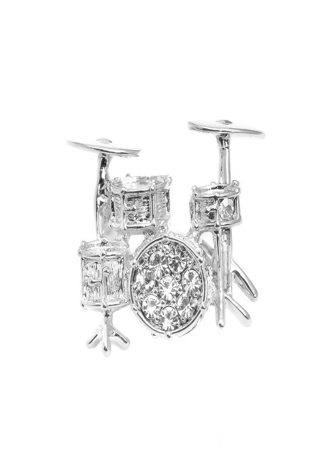 سبيننج دايزي بروش دبوس على شكل طبلة كريستالية صغيرة من سبينينج ديزي (فضي) - Image 1