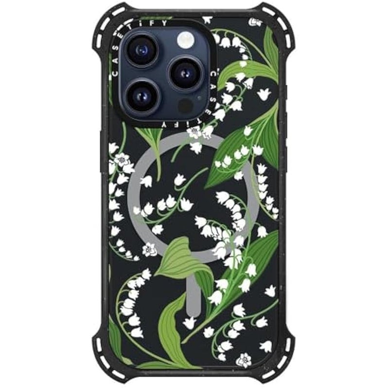 Casetify Bounce iPhone 15 Pro Case 【6X Military Grade Drop Tested / 21.3ft Drop Protection/Compatible with Magsafe】 - Lily of The Valley - Triple Black - Image 2