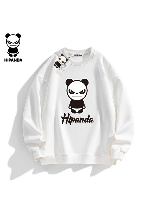 Hipanda o Panda Men's Autumn Loose Fit Crewneck Sweatshirt American Streetwear Premium Couple's Fall Top White 2XL - Image 2