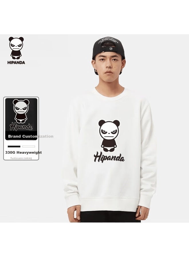 Hipanda o Panda Men's Autumn Loose Fit Crewneck Sweatshirt American Streetwear Premium Couple's Fall Top White 2XL - Image 1