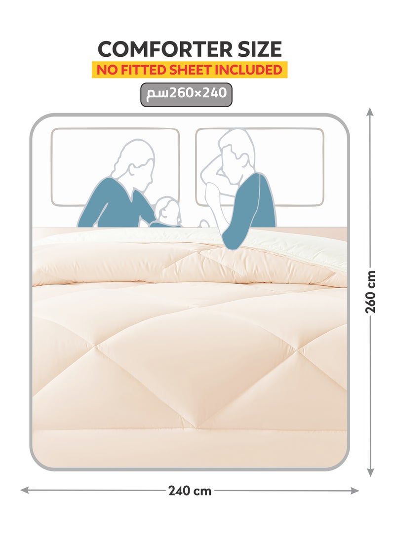 دوناتيلا طقم مفرش روزا سادة 3 قطع مقاس مزدوج 240 × 260 سم بحشوة ثابتة عاجي  - Image 3