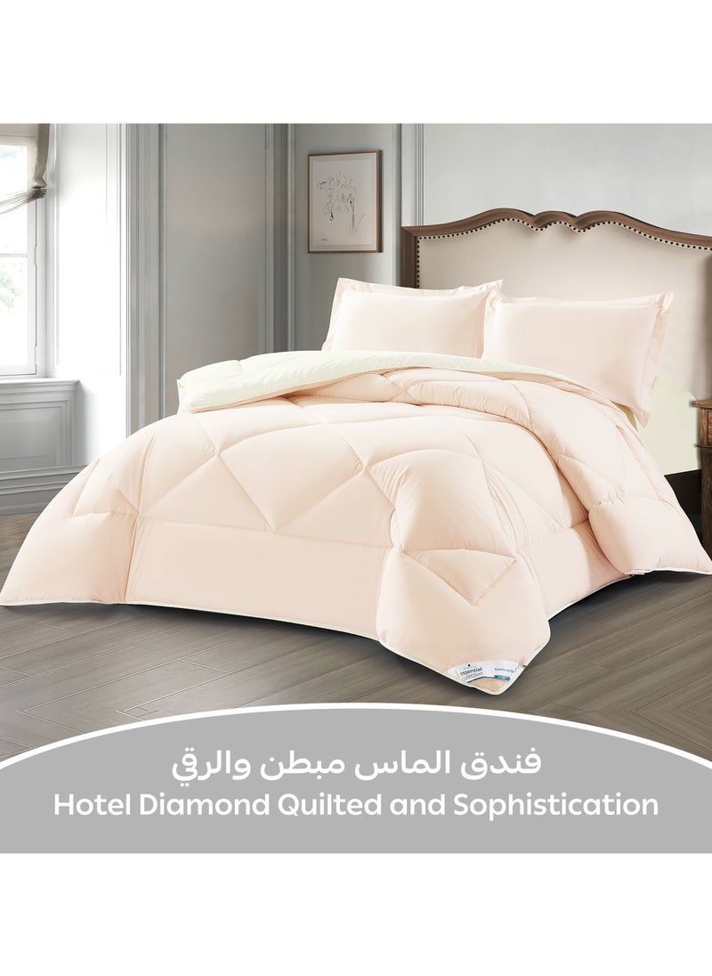 دوناتيلا طقم مفرش روزا سادة 3 قطع مقاس مزدوج 240 × 260 سم بحشوة ثابتة عاجي  - Image 2
