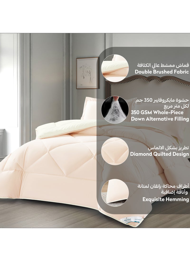 دوناتيلا طقم مفرش روزا سادة 3 قطع مقاس مزدوج 240 × 260 سم بحشوة ثابتة عاجي  - Image 5