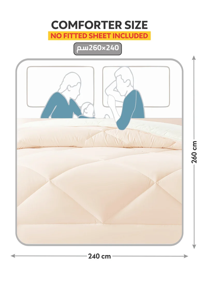Donetella Bedding Comforter Set, King Size Fits 260X240 cm - 3-Pcs Solid Quilted Bed Set, Microfiber Fabric - 1 Comforter And 2 Pillow Shams