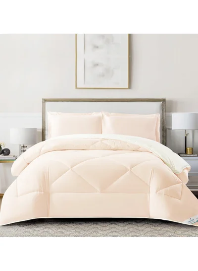 Donetella Bedding Comforter Set, King Size Fits 260X240 cm - 3-Pcs Solid Quilted Bed Set, Microfiber Fabric - 1 Comforter And 2 Pillow Shams