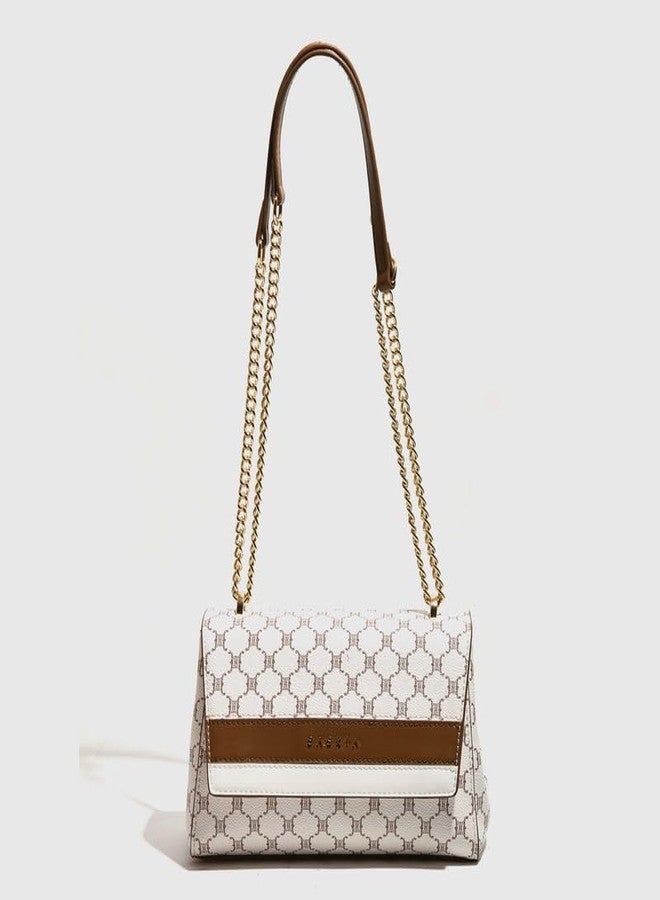 SASKIA PU Leather Crossbody Bag for Women with Magnetic Closure & Metal Chain - Bomul Brown (Brown) - Image 2