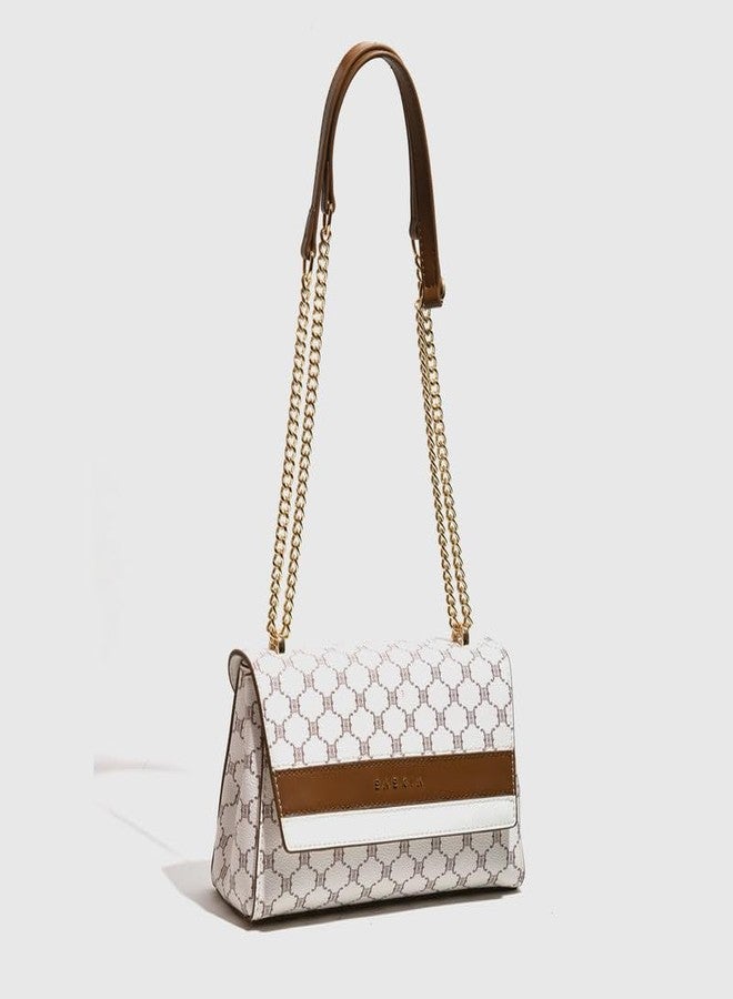 SASKIA PU Leather Crossbody Bag for Women with Magnetic Closure & Metal Chain - Bomul Brown (Brown) - Image 3