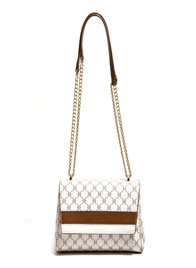 SASKIA PU Leather Crossbody Bag for Women with Magnetic Closure & Metal Chain - Bomul Brown (Brown) - Image 1