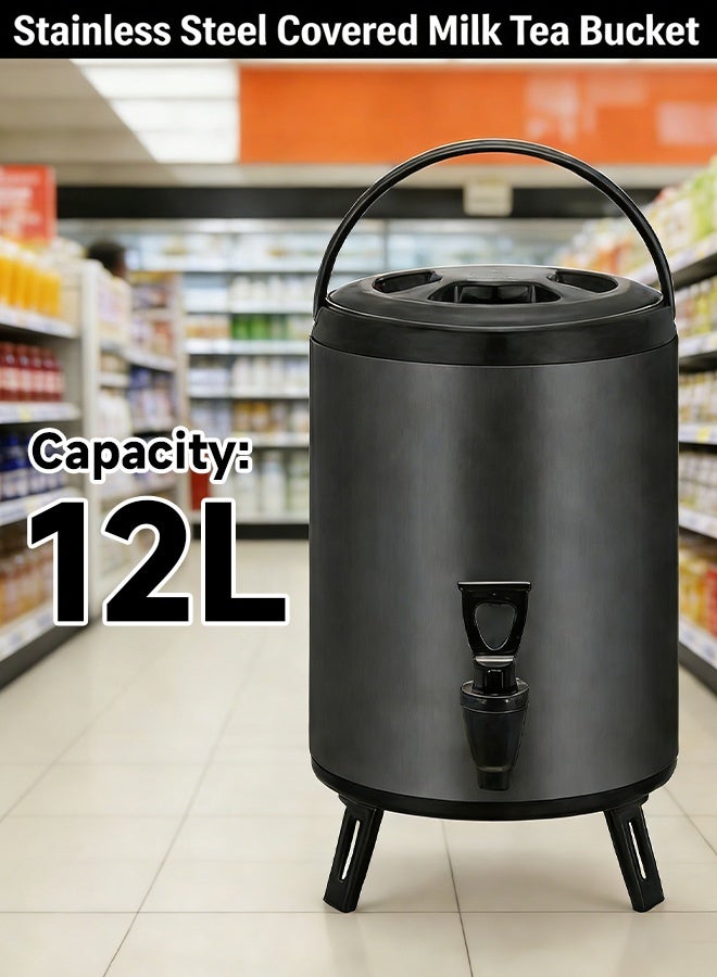 Stainless steel soy milk bucket - double-layer cold and hot insulation tea water bucket - cup for tea shops - commercial large capacity - Image 2
