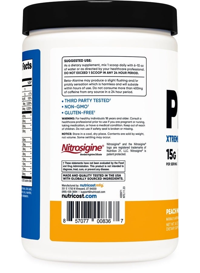 Nutricost Pre-X Xtreme Pre-Workout Complex Powder, Peach Mango, 30 Servings, Vegetarian, Non-GMO and Gluten Free - Image 4