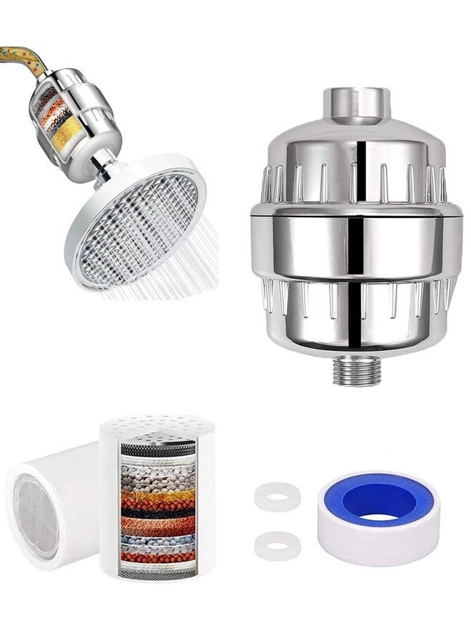 Bukela 15-Stage Filter Shower Head, High-Pressure Filter Shower Head, With A Gentle Spray; Fitted With A Filter Cartridge To Filter Hard Water And Remove Chlorine And Harmful Substances - Image 1