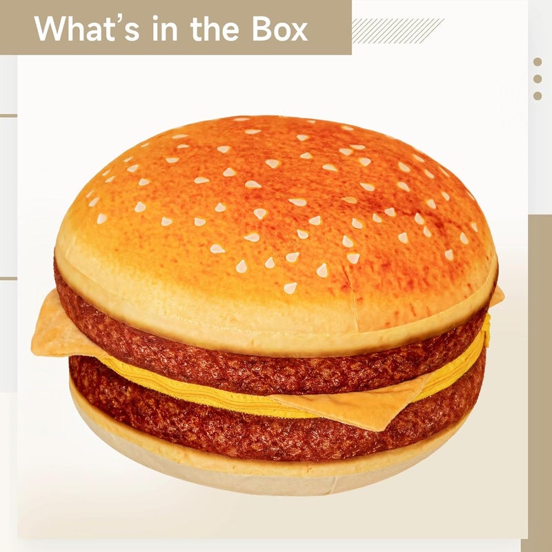 15.8 in Burger Pillow, 3D Food Cushion, Sofa Décor, Soft Toys - Image 3