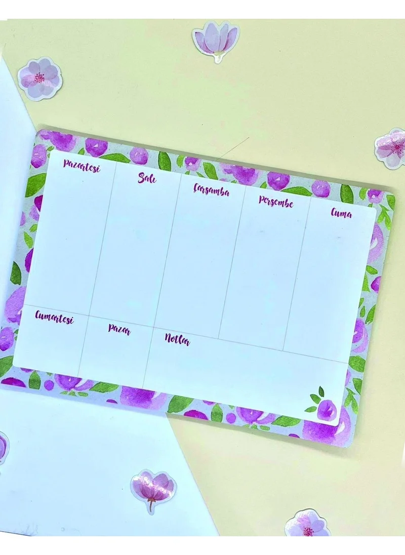 Kağıt Gemi Dükkan Floral Desktop Weekly Planner
