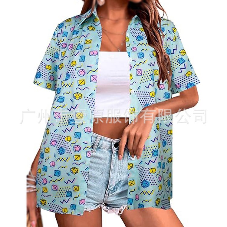 2025 80S And 90S Hawaiian Shirt Lapel Retro Printed Shirt - Image 4
