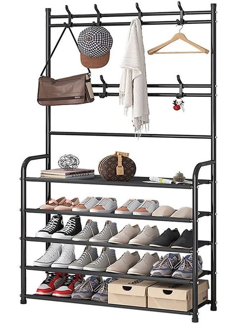 5 Tier Home Entryway Multi- Functional Shoe and Hat Rack
