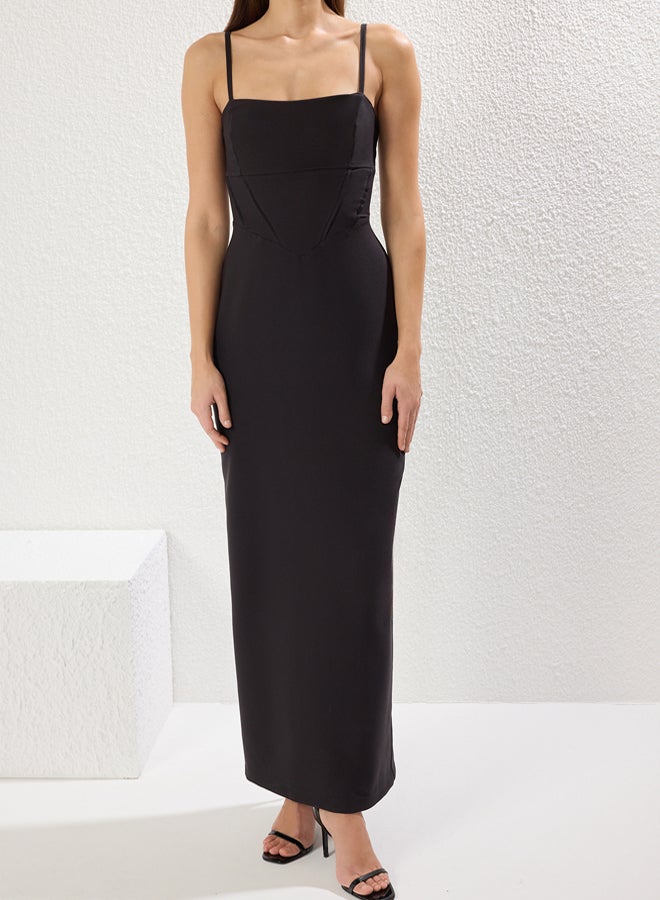 trendyol Black Bodycon Woven Maxi Chic Evening Prom Dress - Image 3