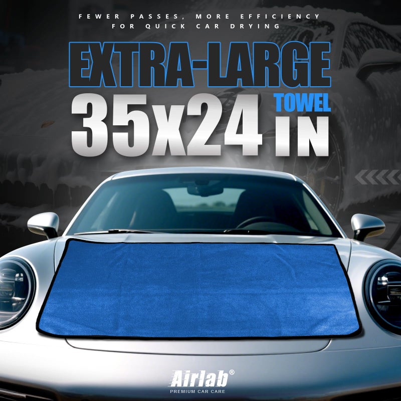 Airlab Microfiber Towels for Cars Wash Drying Thick Plush Cleaning Cloth Auto Detailing Super Absorbent for Interior & Exterior Lint Free, Streak Free, 35 x 24 Inch, 500 GSM, Pack of 2 - Image 2