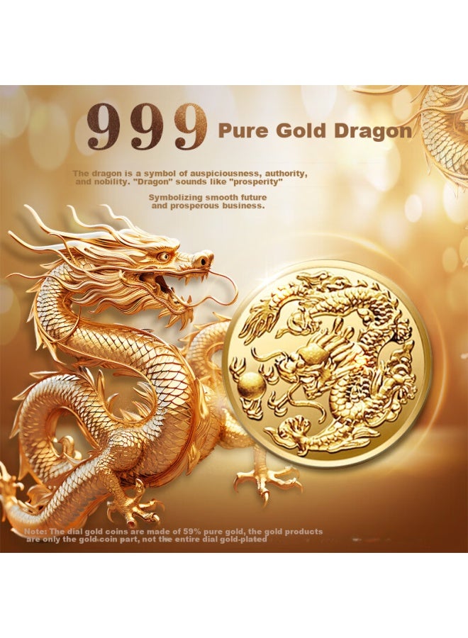 Rosdn 24k Auspicious Dragon Gold Coin Year Of The Dragon Commemorative Watch Men's Mechanical Watch Set With Real Diamonds Top Ten Men's Brands Swiss Quality Men's Watch - Image 2