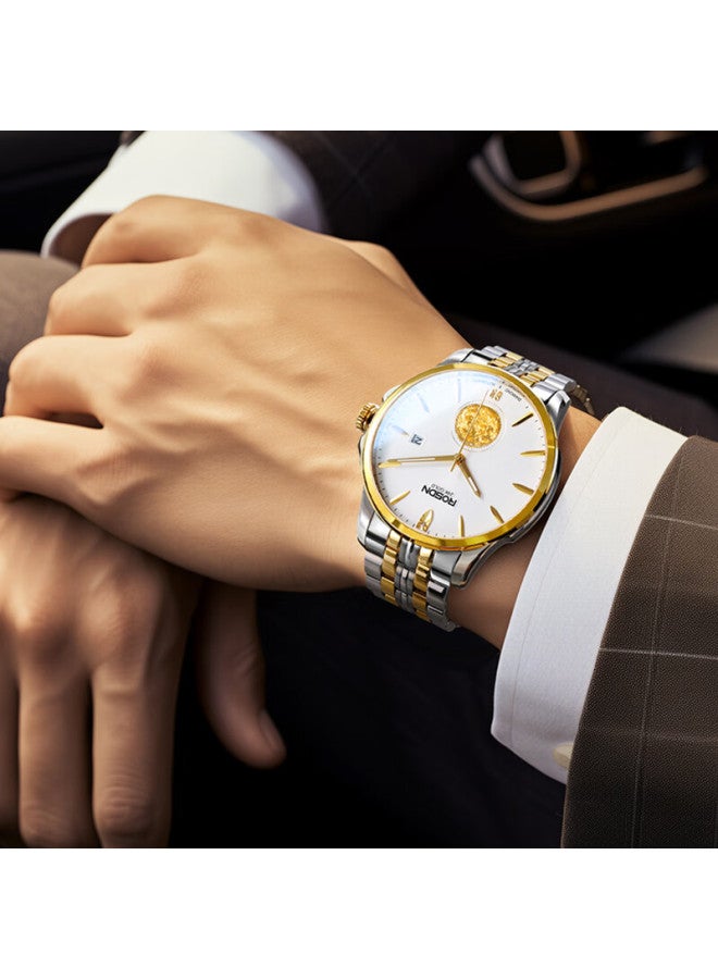 Rosdn 24k Auspicious Dragon Gold Coin Year Of The Dragon Commemorative Watch Men's Mechanical Watch Set With Real Diamonds Top Ten Men's Brands Swiss Quality Men's Watch - Image 4