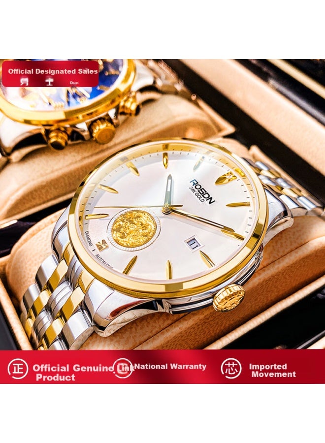 Rosdn 24k Auspicious Dragon Gold Coin Year Of The Dragon Commemorative Watch Men's Mechanical Watch Set With Real Diamonds Top Ten Men's Brands Swiss Quality Men's Watch - Image 1