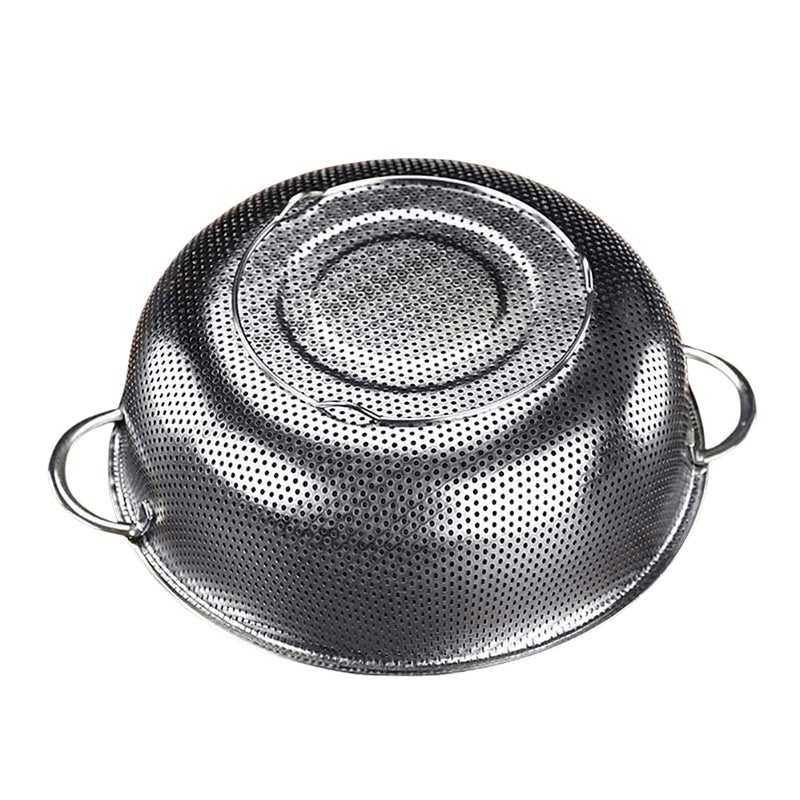 REPLEX Stainless Steel MicroPerforated Dishwasher Safe Compact Colander Food Strainer with Solid Handles Elevation Base and Mini Holes 3 Quart Silver - Image 2