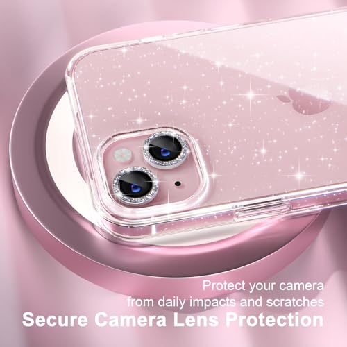 Choiche Compatible for iPhone 15 Plus Case Women Phone Case, Cute Bling Sparkly, Military Grade Drop Protection, 2 Diamond Camera Lens Covers, 2 Tempered Glass Protectors, 6.7 inch (Glitter Clear) - Image 4