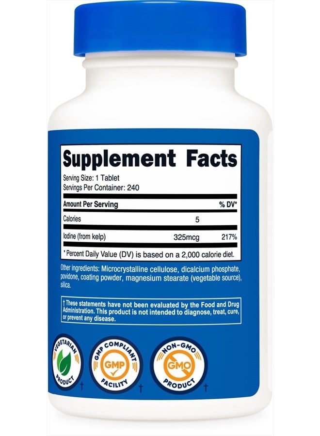 Nutricost أقراص الطحالب، 325 ميكروغرام من اليود، 240 قرص - غير معدلة وراثيًا، خالية من الغلوتين - Image 3