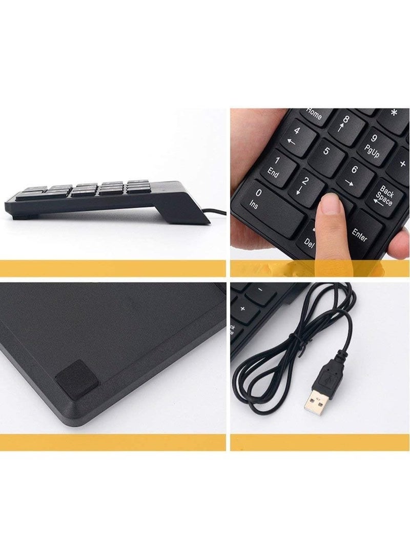 Slim USB Numeric Keypad 18-Key Wired Number Pad for Laptop, PC and Mac – Portable External Numpad for Fast Data Entry, Accounting and Office Work Compact Plug & Play USB Number Keyboard with Full Size Keys, Stable Connection and Comfortable Ergonomic Design – Black - Image 2