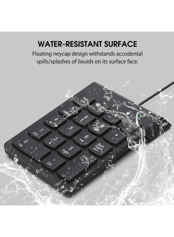 Slim USB Numeric Keypad 18-Key Wired Number Pad for Laptop, PC and Mac – Portable External Numpad for Fast Data Entry, Accounting and Office Work Compact Plug & Play USB Number Keyboard with Full Size Keys, Stable Connection and Comfortable Ergonomic Design – Black - Image 3