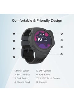 myFirst Fone R1C | Kids Smartwatch with SIM CARD, 1.3" TFT Screen, Video Calls Messaging Real-Time GPS, SOS Button Safety Alerts School Mode, Works in Asia, Europe, Middle East, for Ages 5-12- Grey  - Image 3