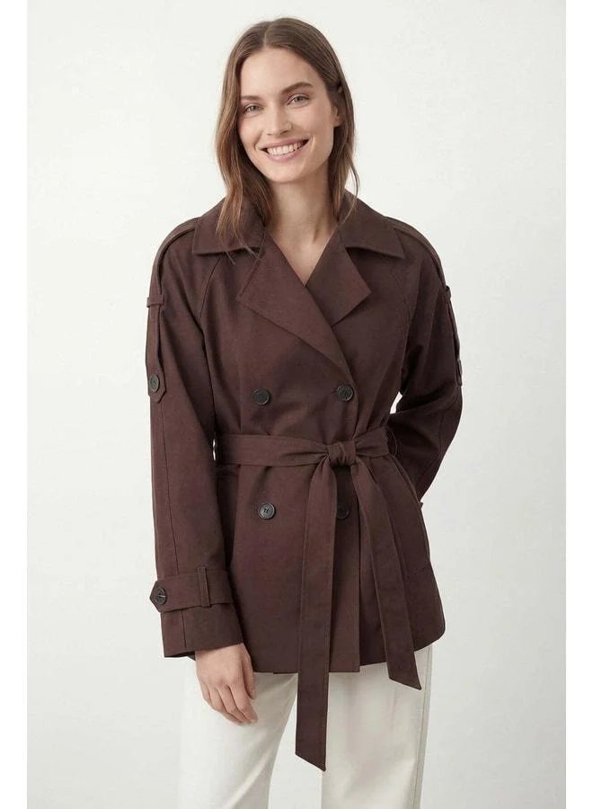 Soul Women's Criss-Cross Collar Belted Trench Coat – 32489CKT - BROWN.