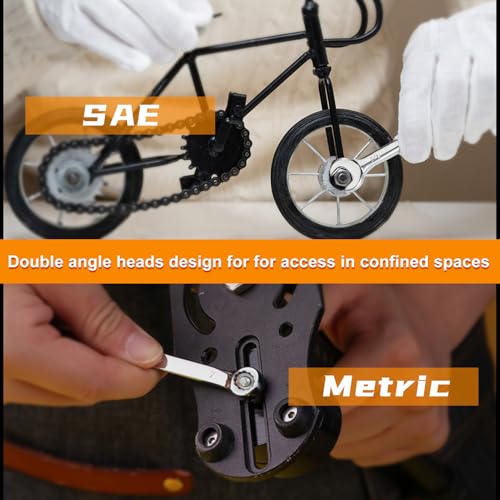 LEONTOOL Mini Wrench Set Metric and SAE 20 Pcs Ignition Wrenches 4-11mm & 5/32" to 7/16" Open End Box End Wrench Set with Key Ring, Combination Wrench Sets with Zipper Bag - Image 3