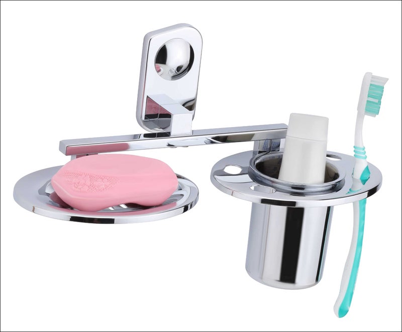 ORCE BATH ARTICLE soap Dish with Toothbrush Holder Tumbler Stand for washbasin sabu dani and Brush Holder for Bathroom Tumbler Holders dispensers CM_9(304 Stainless Steel,Chrome Finish) - Image 3