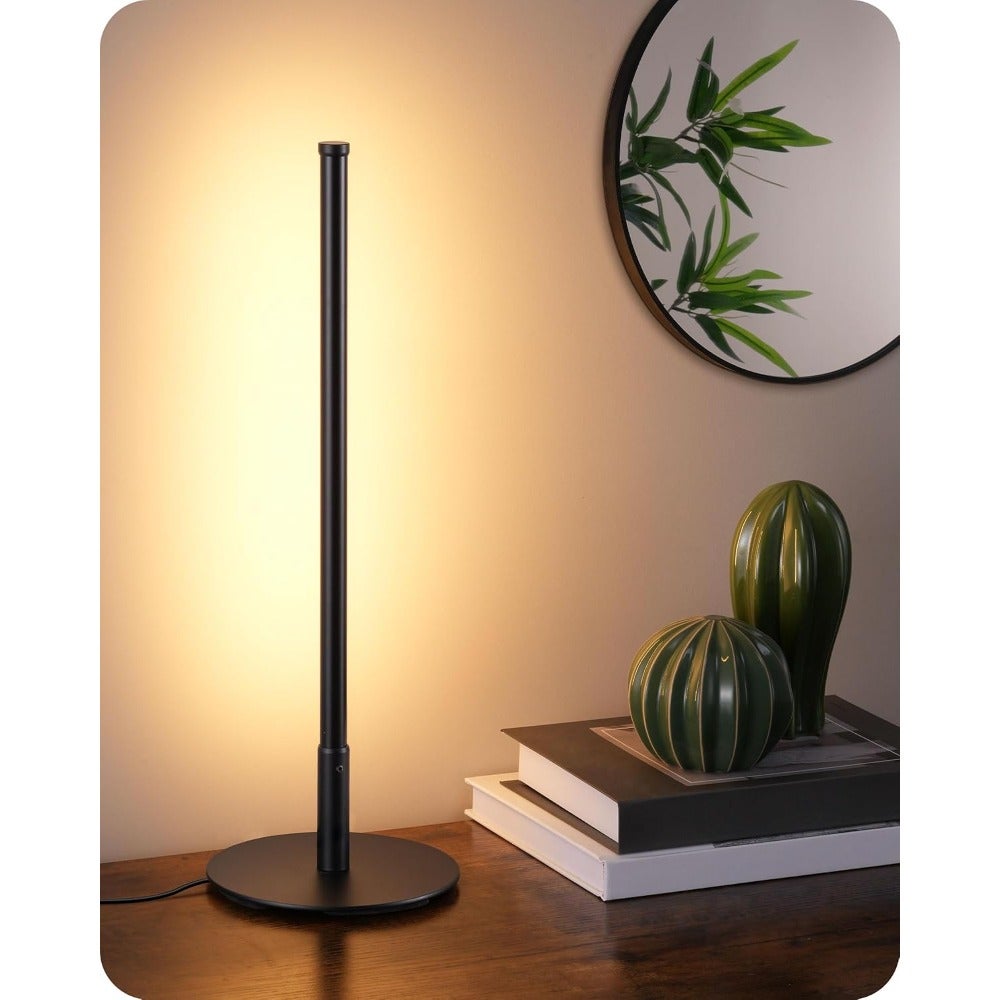 Upgraded LED Table Lamp, Stepless Dimmable Bedside Lamp with 3 Color Temperature, Modern Nightstand Lamp, Desk Lamp for Bedroom, Living Room, Corner, Gift, Metal Finish, Black, 6W