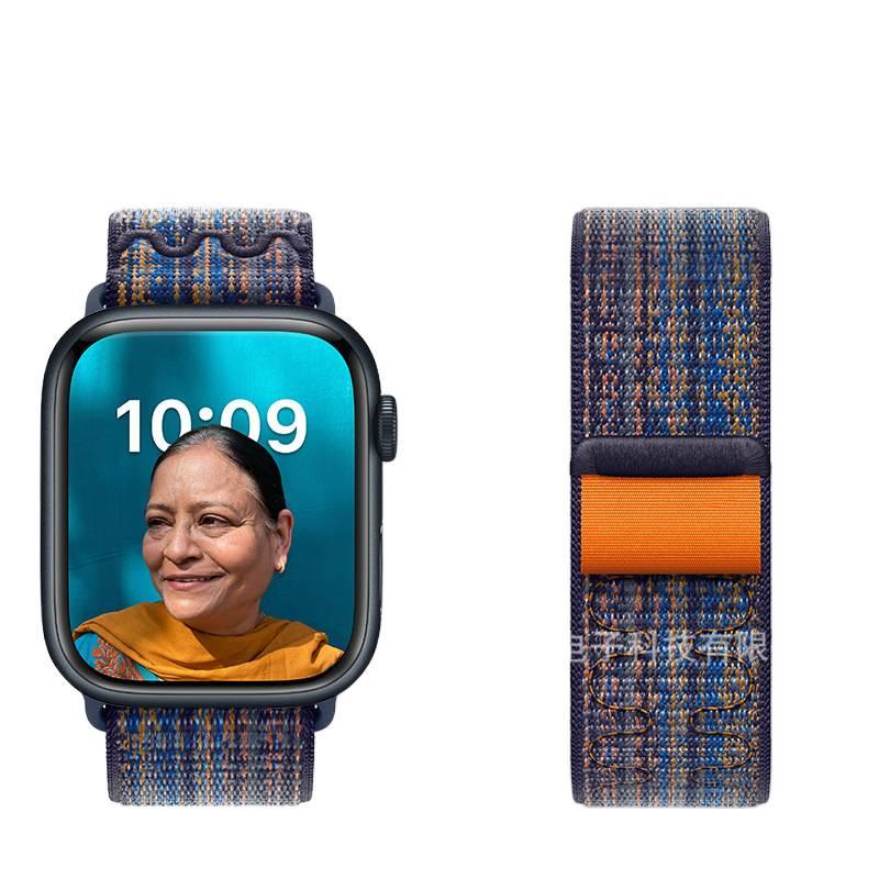 سوار ساعة ذكية باللون أزرق قابل للتعديل سوار نايلون حلقي متوافق مع Apple Watch 38/40/41/42/44/45/49mm بملاءمة قابلة للتعديل وحزام بديل - Image 3