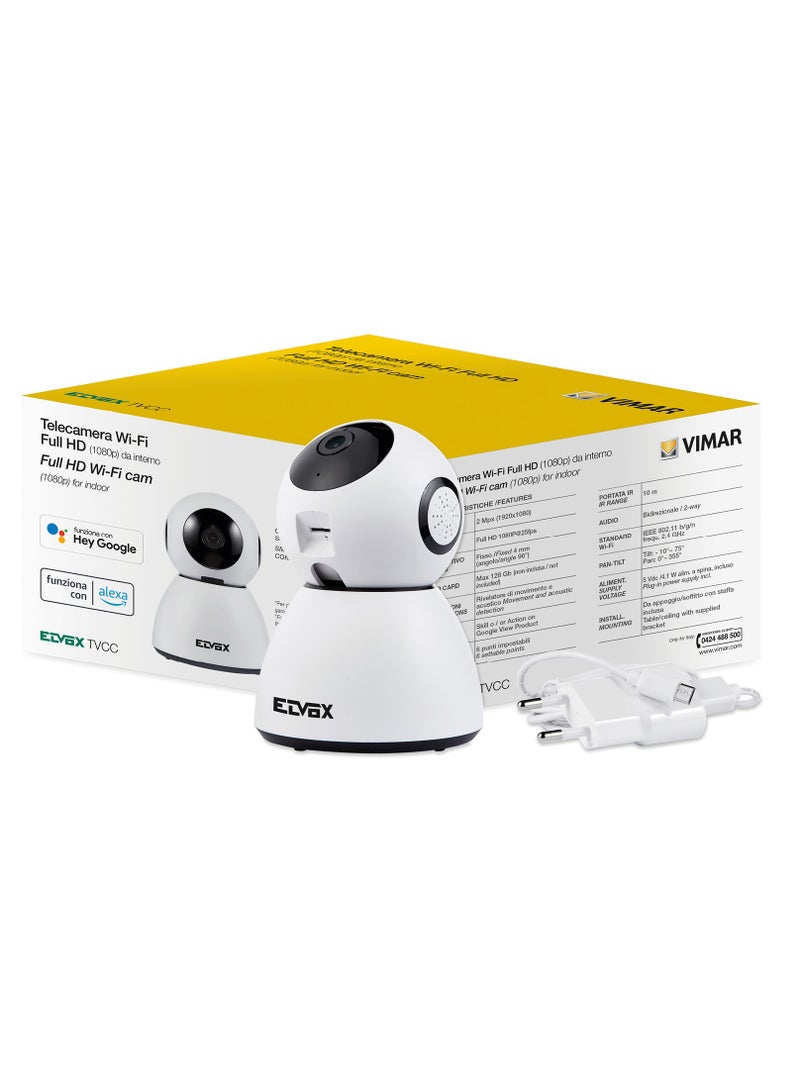 Vimar Vimar 46239.040A WiFi Motor Colour Camera Compatible with Alexa, HD Resolution 1080, Motion Sensor Functions and Notifications  - Image 1