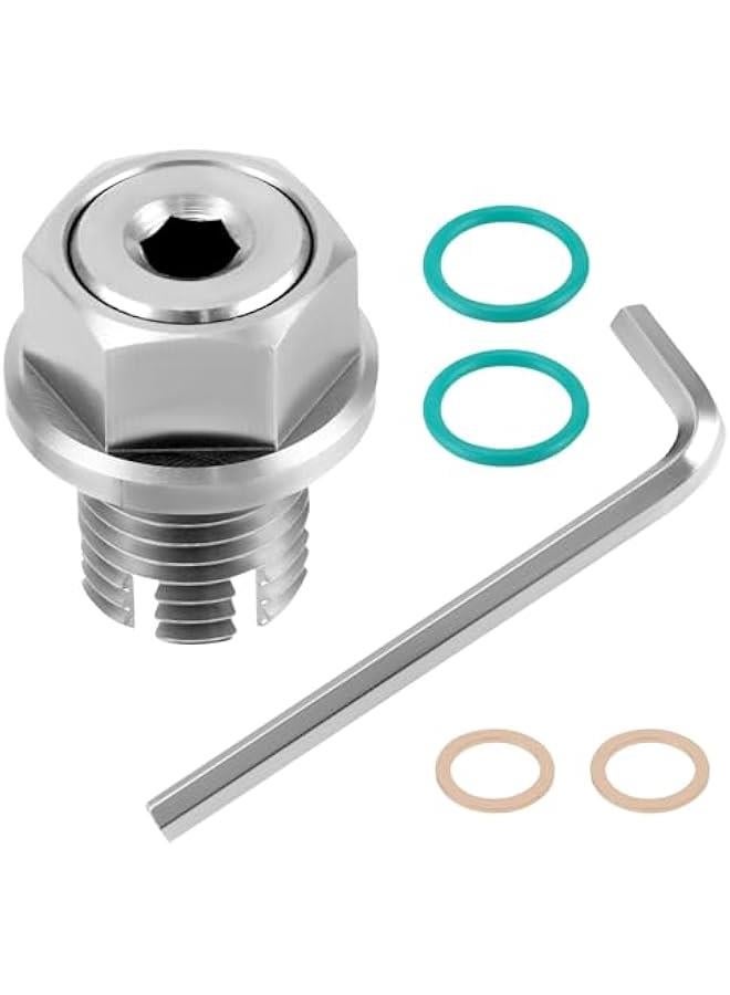 Arabest Stainless Steel M14.1-1.5 x 15mm Oversize Oil Drain Plug, Self Tapping Oil Pan Thread Repair Kit with Hex Key, O-Rings, and Copper Gaskets  - Image 1