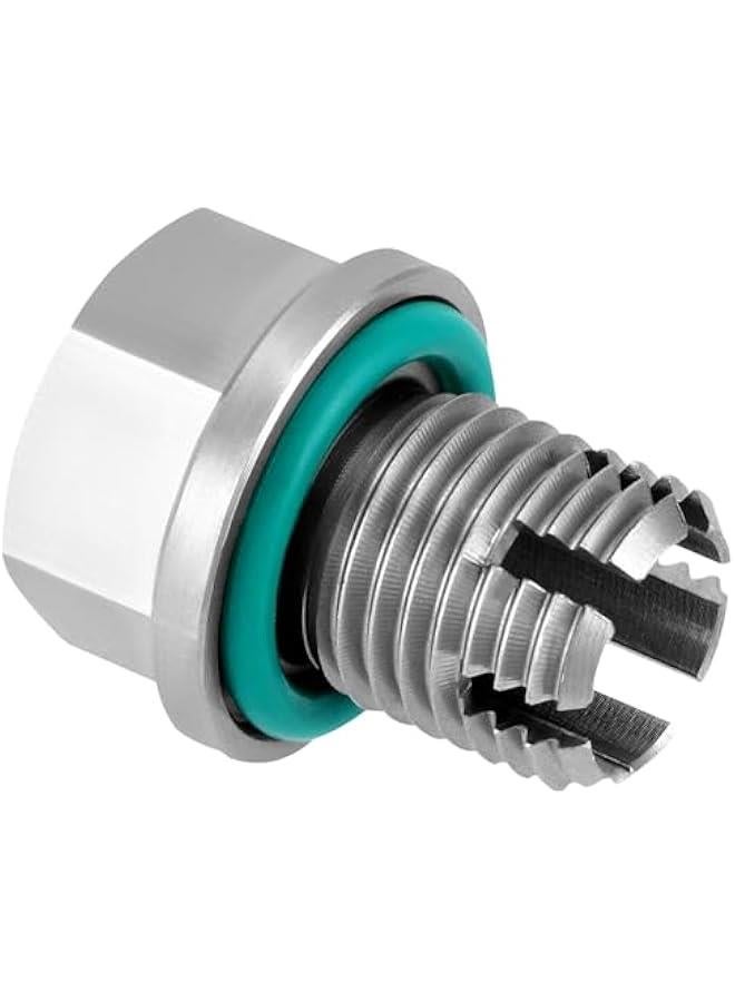 Arabest Stainless Steel M14.1-1.5 x 15mm Oversize Oil Drain Plug, Self Tapping Oil Pan Thread Repair Kit with Hex Key, O-Rings, and Copper Gaskets  - Image 2