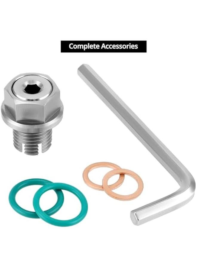 Arabest Stainless Steel M14.1-1.5 x 15mm Oversize Oil Drain Plug, Self Tapping Oil Pan Thread Repair Kit with Hex Key, O-Rings, and Copper Gaskets  - Image 5