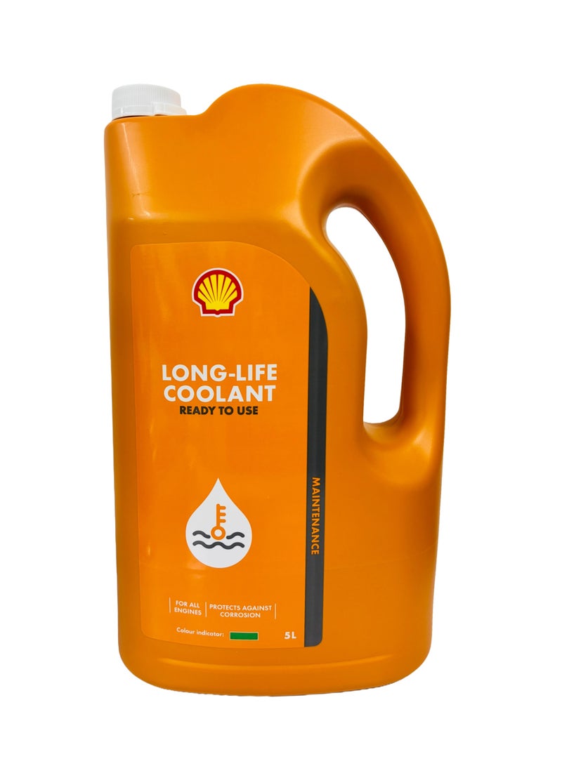 Shell Long-Life Coolant Ready-to-Use – Tropical/Summer Formula, Anti-Corrosion Engine Coolant, Radiator Protection, 5L GREEN - Image 1