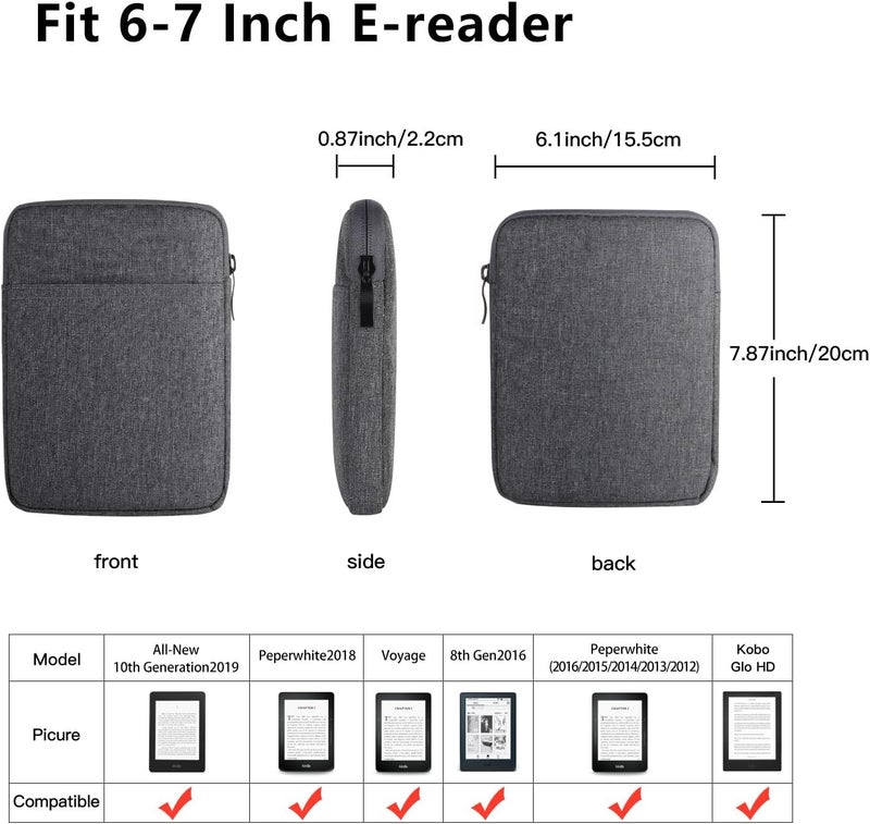 Escamun E-Reader Sleeve Case Bag for 6-6.8 inch eBook Reader Tablet Protective Cover Pouch - Image 2