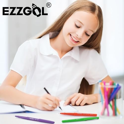Ezzgol 30 Colors Felt Tip Pens, 30 Pack, 0.7mm Premium Medium Fine Point, Felt Tip Markers For Valentines Day Gift Writing, Journal, Planner Coloring, Note Taking, Drawing, Art, School - Image 5